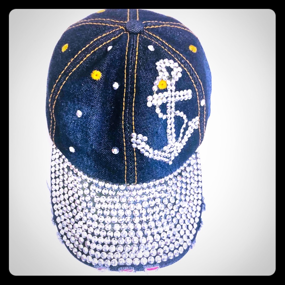 Sparkling “Anchors Away” Denim Cap